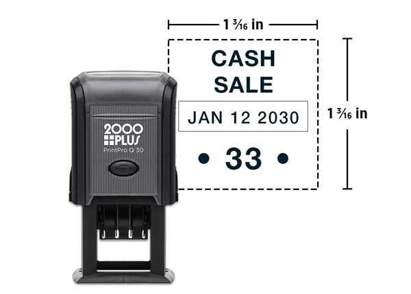 2000 Plus® PrintPro™ Q30D Square Economy Dater || Custom Self-Inking Date Stamps || 1 3/16" Impression