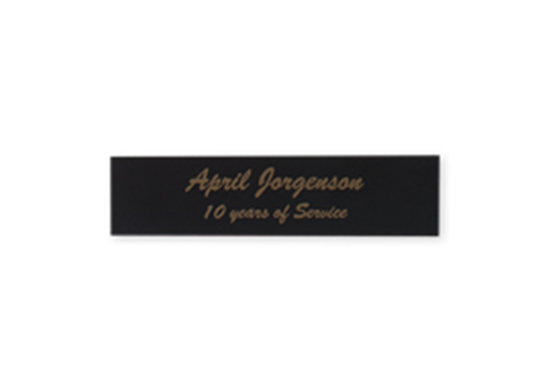 Engraved Black Metal Plate || Custom Indoor Signs || Horizontal, 3" x 3/4", Gold Imprint