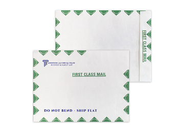 Tyvek® Envelope 9" x 12" Catalog || Custom Envelopes || Green First Class Border, Zip Stick®, Black, Red or Dark Blue Imprint